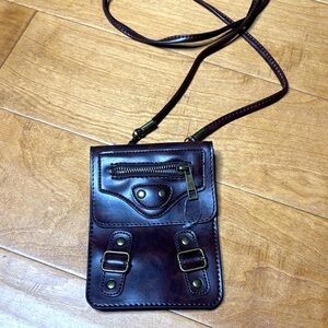 Brown Leather Alternative Satchel | Travel Bag Cell Phone Holder & Wallet Unisex